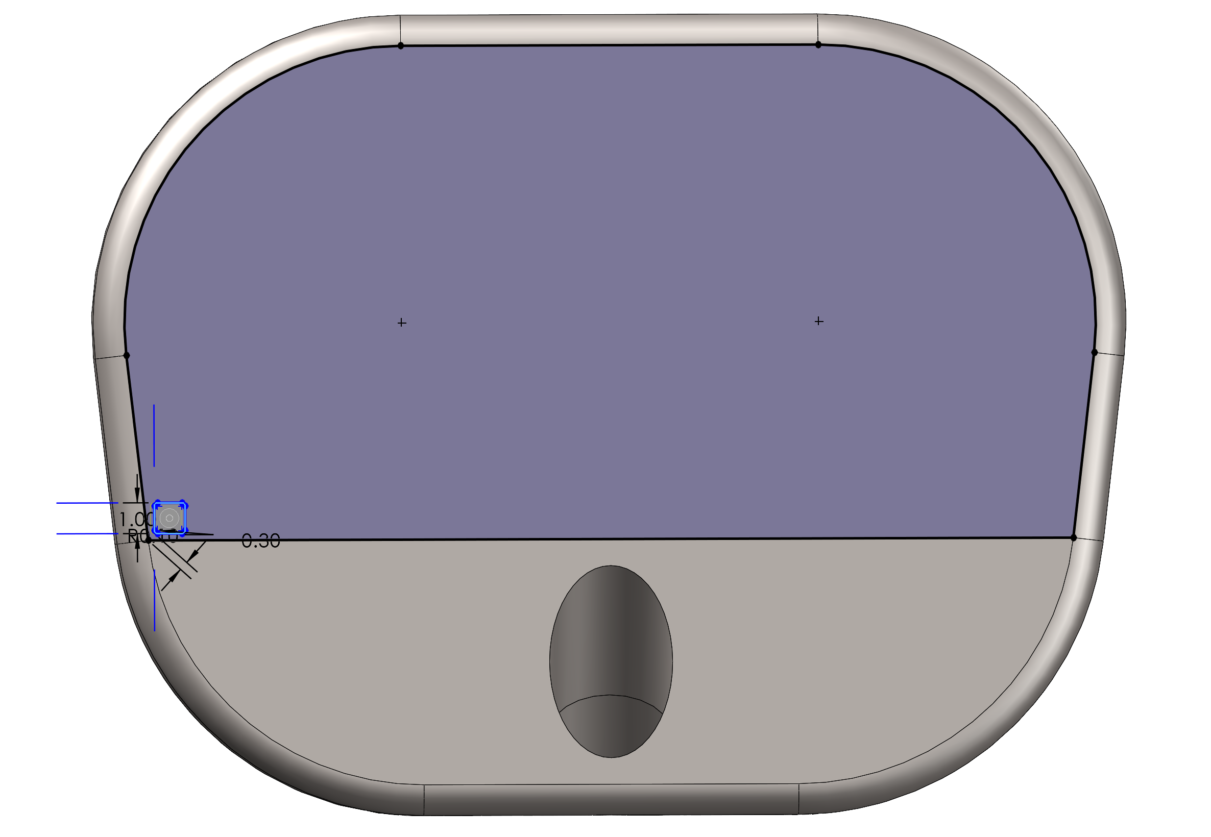 Filleted square cut to be patterned