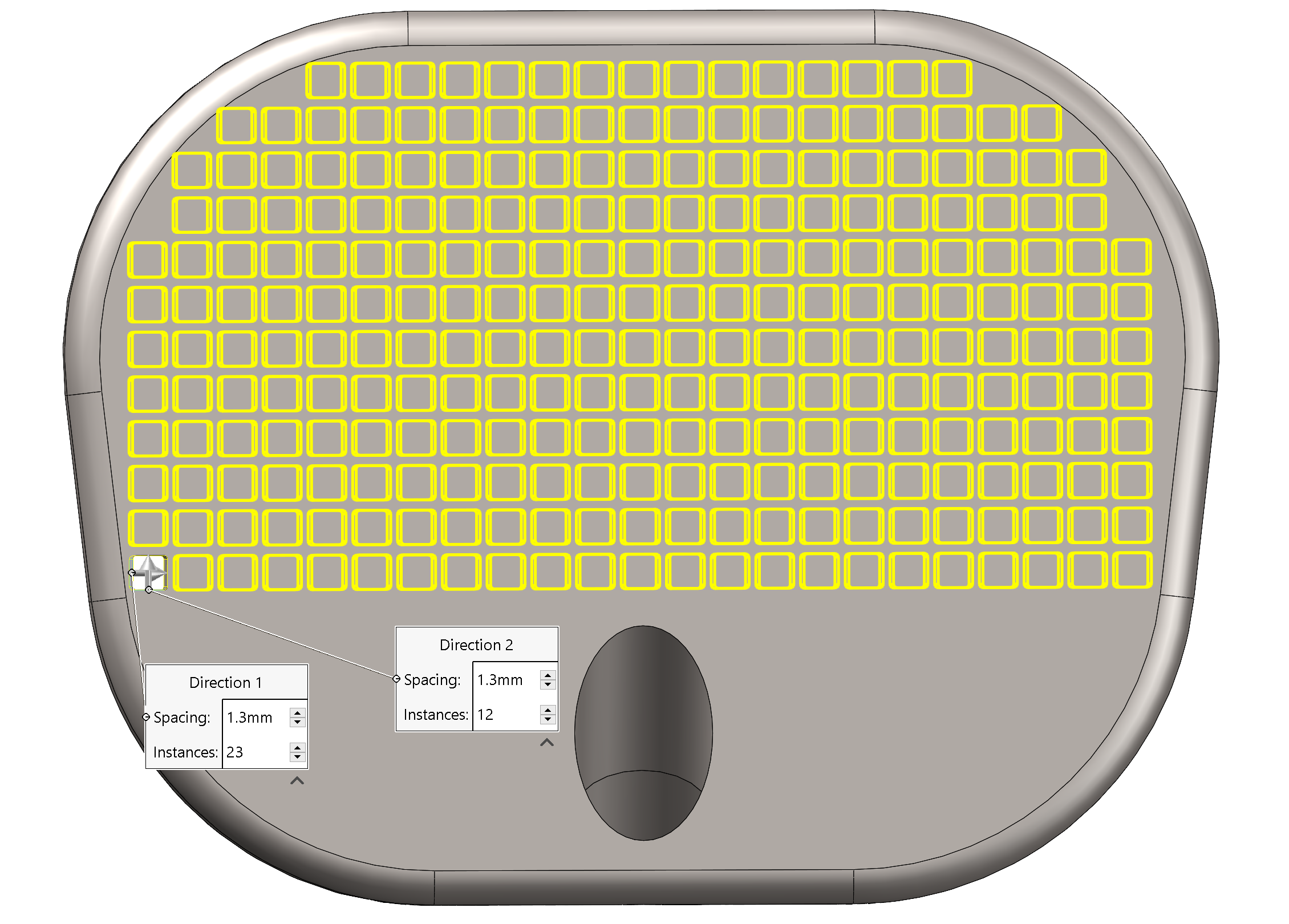 Linear feature pattern applied